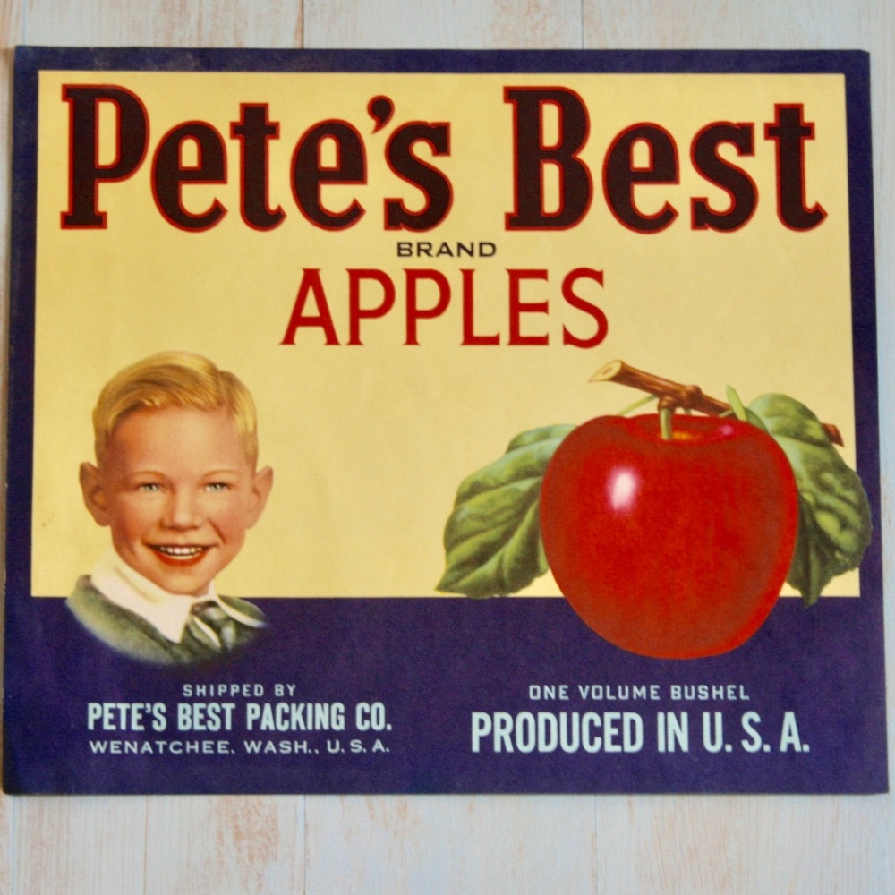 Original 1920's Pete's Best Apple Crate Label